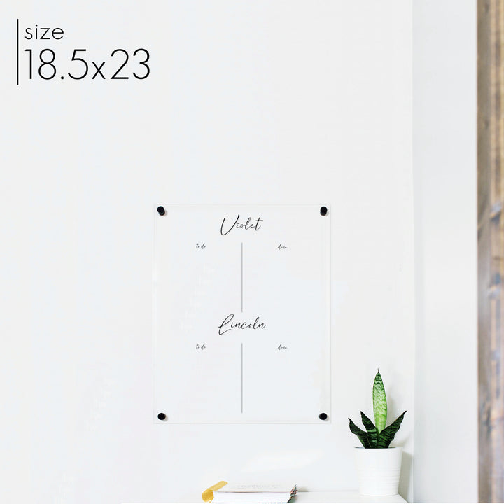 2 Child Acrylic Visual Toddler Chore Chart | Vertical Pennington