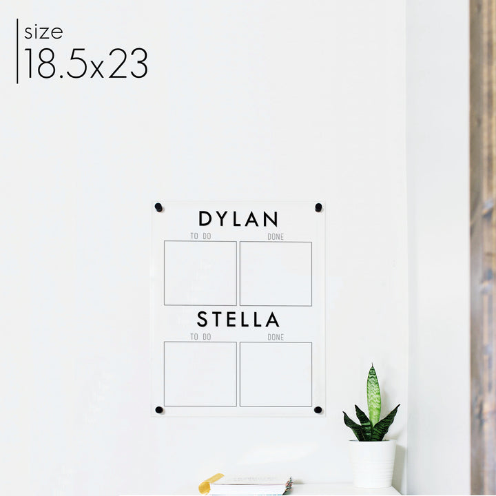 2 Child Acrylic Visual Toddler Chore Chart | Vertical Madi