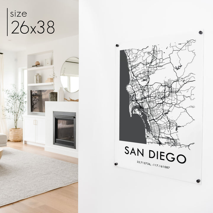Clear Acrylic San Diego City Street Map