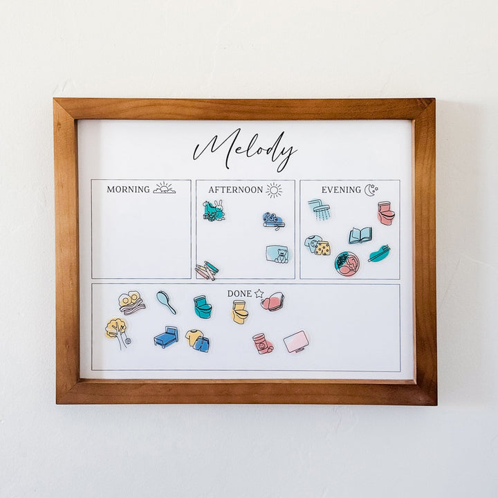 1 Person Framed Whiteboard Routine Chart | Horizontal Pennington