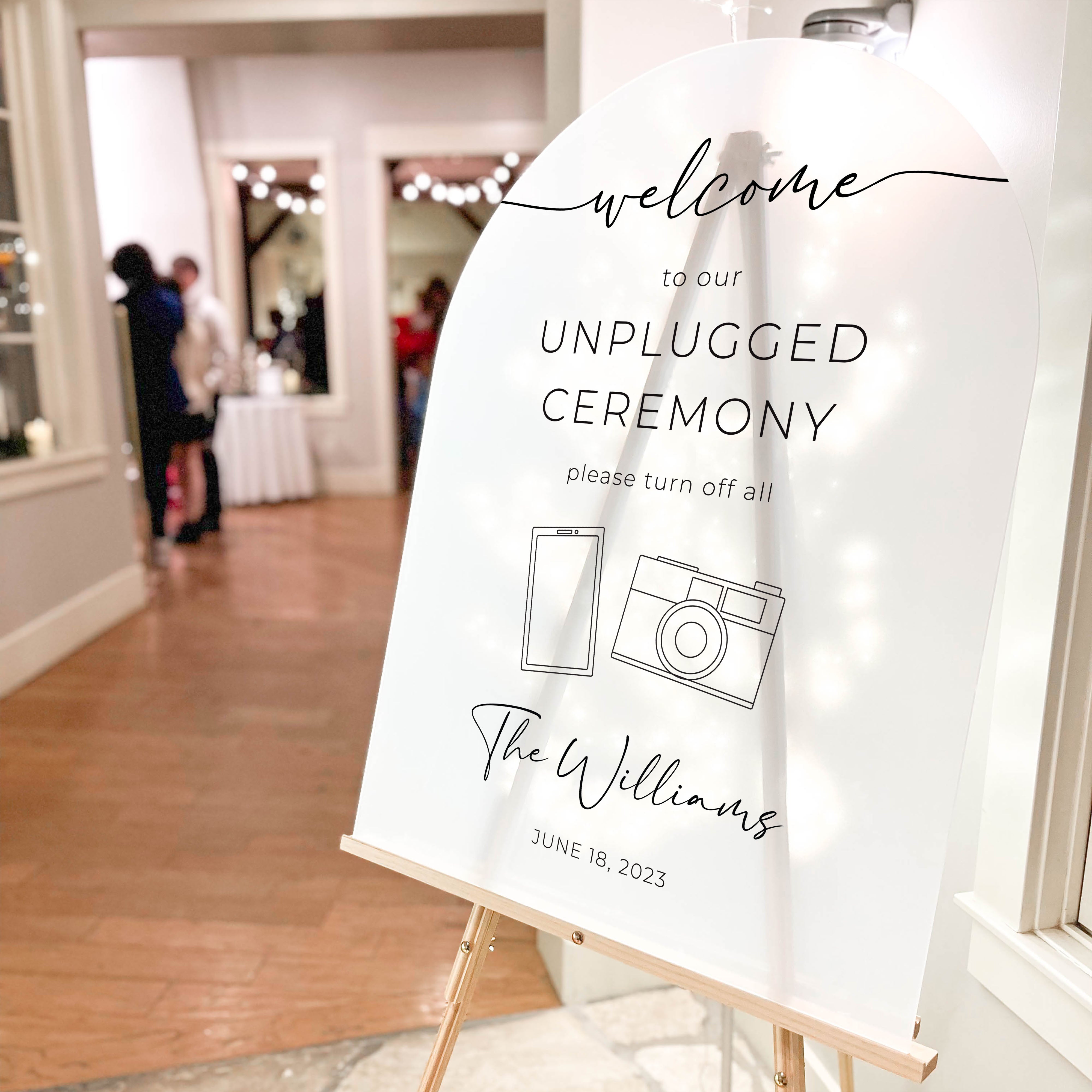 Frosted Acrylic Unplugged Ceremony Sign | Vertical Olivia