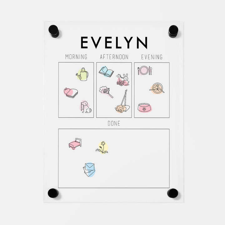 1 Child Acrylic Visual Toddler Chore Chart | Vertical Madi