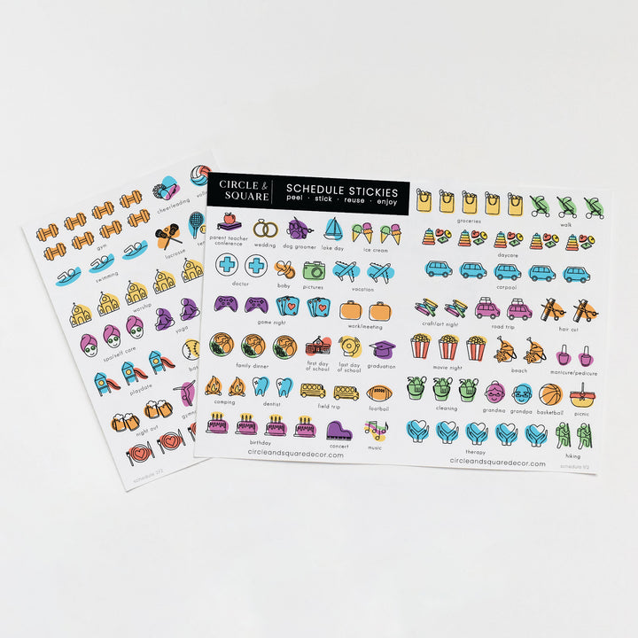 2 sheets of resuable schedule stickers