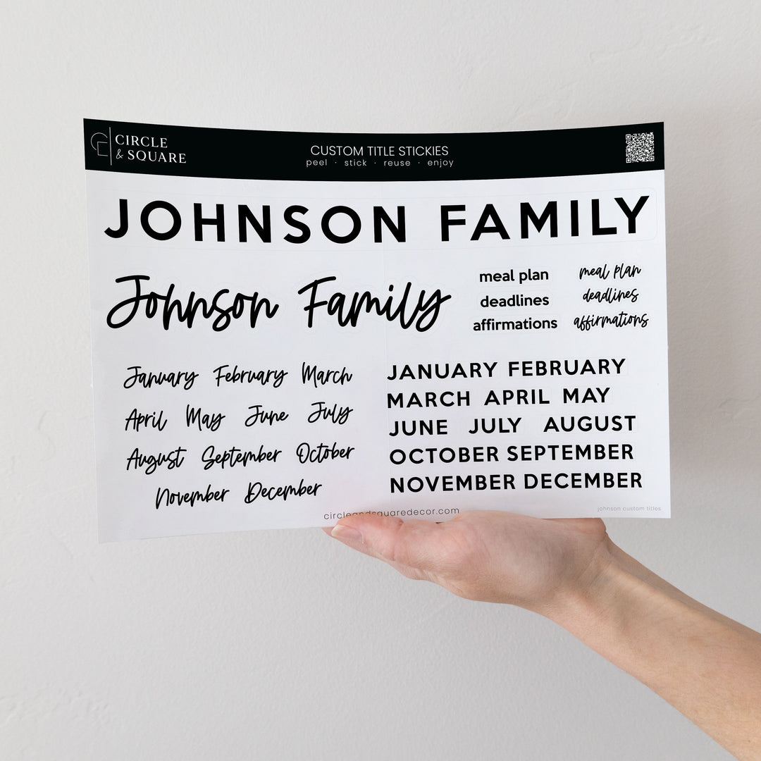 Custom Title Stickies – Personalized Add-Ons for Your Ever Changing Calendar