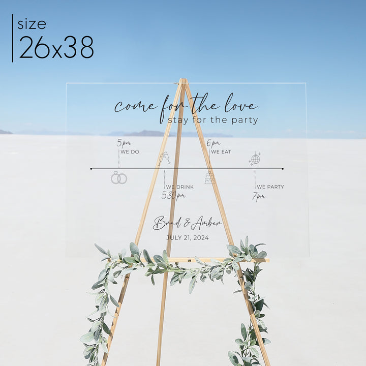 Clear Acrylic Wedding Timeline | Horizontal Olivia