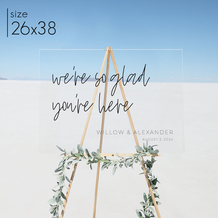 Clear Acrylic Wedding Sign | Horizontal Willow