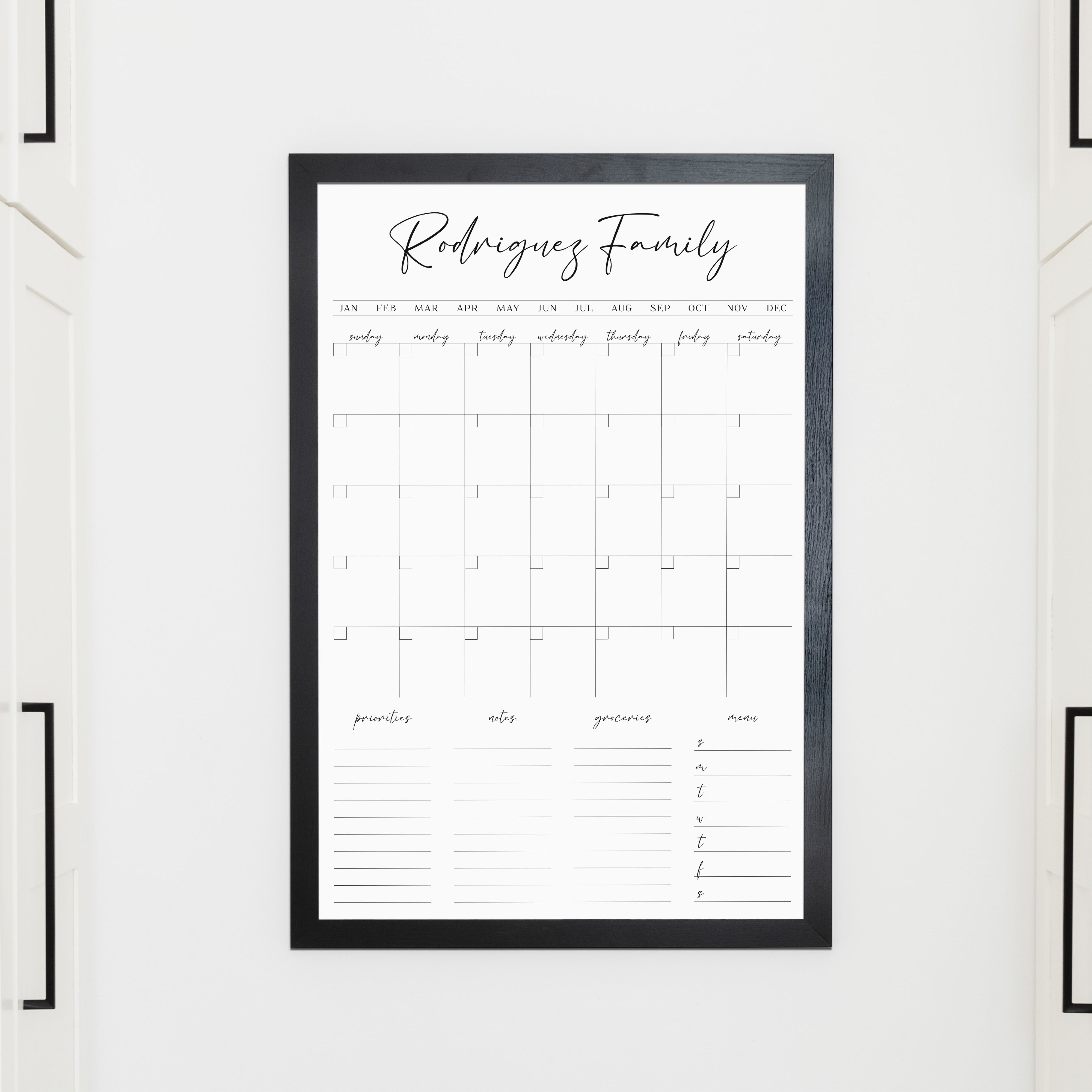 White Acrylic Weekly Wall Calendar, Personalized 2024 Planner , Acrylic Dry Erase Planner ,Personalized Note Board, White Customizable Planner