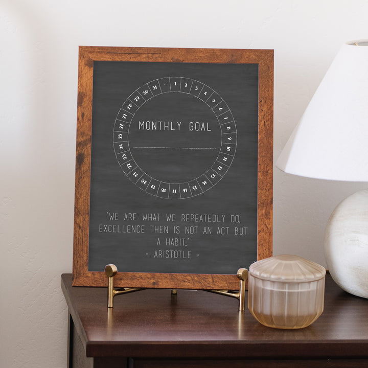 Custom Quote Framed Goal Tracker  | Vertical Chalkboard