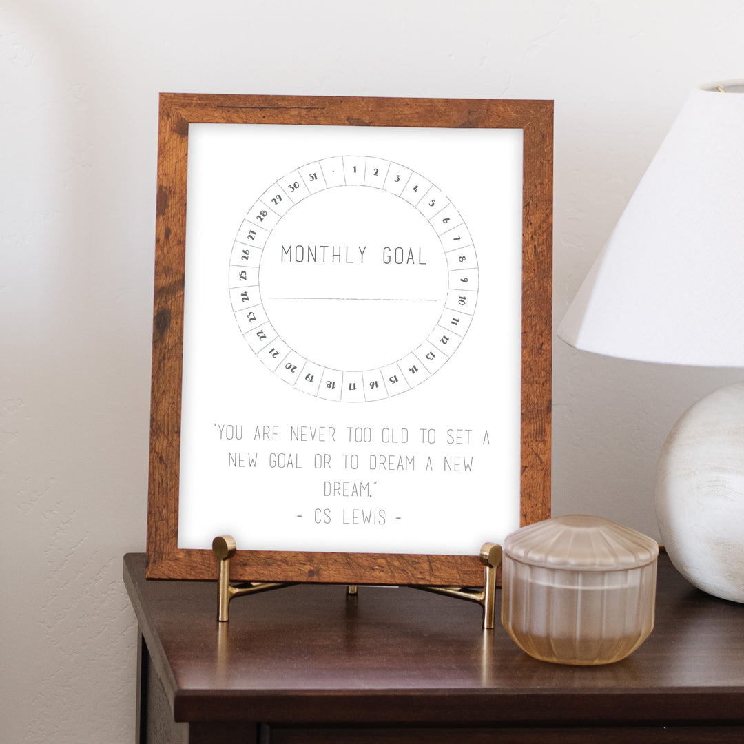 Custom Quote Framed Goal Tracker  | Vertical Whiteboard