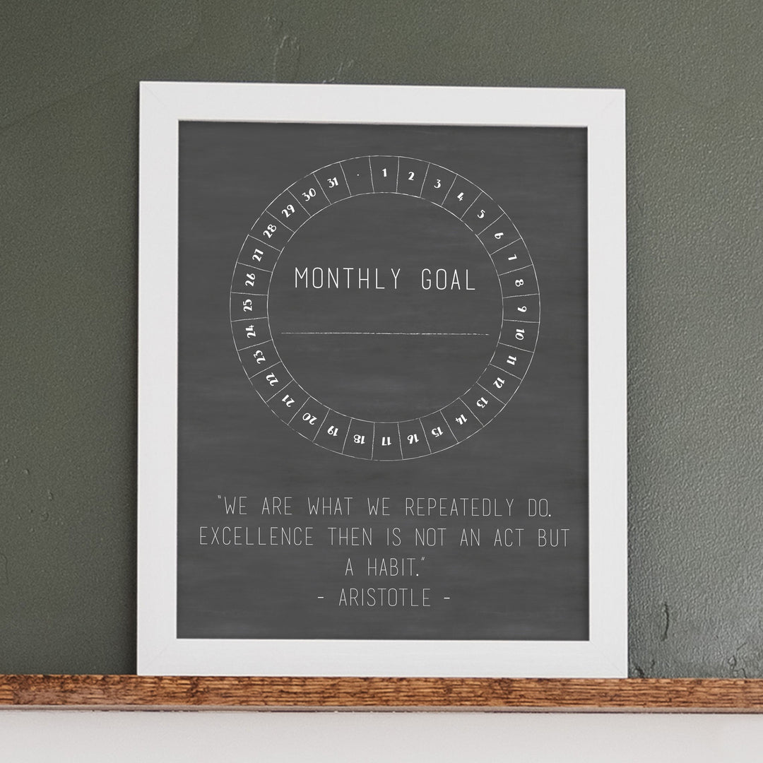 Custom Quote Framed Goal Tracker  | Vertical Chalkboard