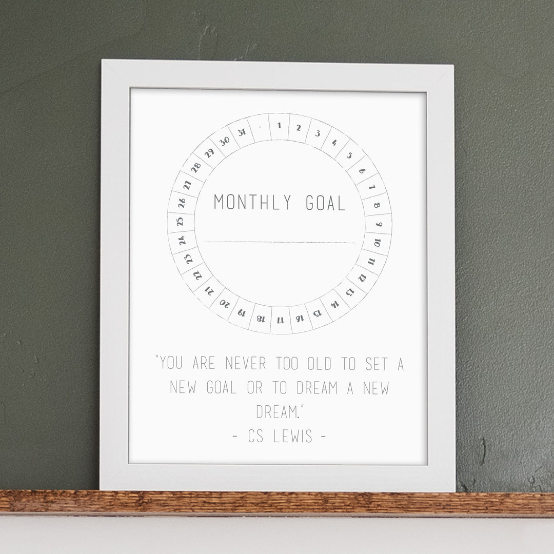 Custom Quote Framed Goal Tracker  | Vertical Whiteboard