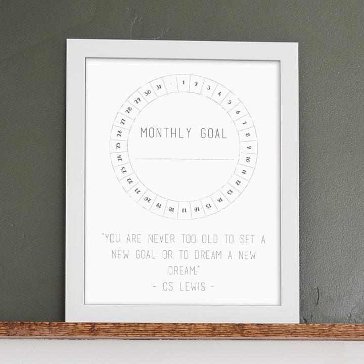 Custom Quote Framed Goal Tracker  | Vertical Whiteboard