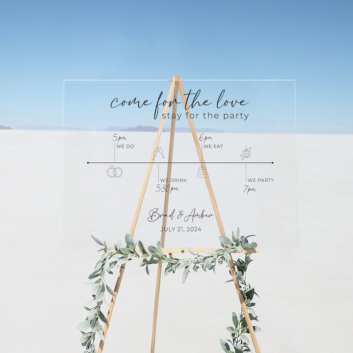 Clear Acrylic Wedding Timeline | Horizontal Olivia