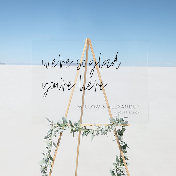 Clear Acrylic Wedding Sign | Horizontal Willow