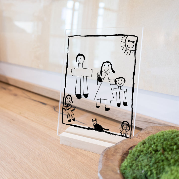 Actual Custom Drawing on Acrylic with wood display stand