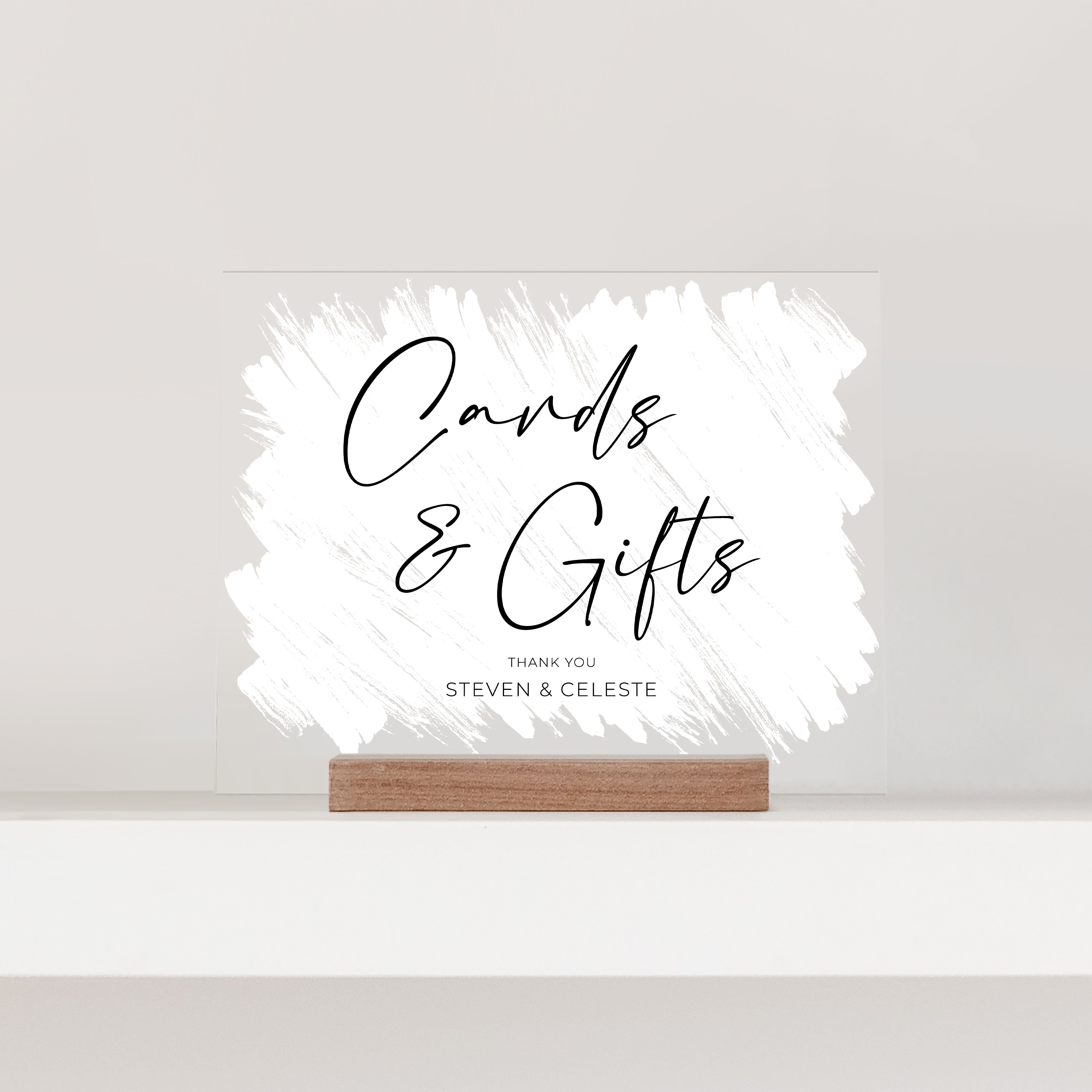 Small Brushed Acrylic Cards & Gifts Sign | Horizontal Olivia