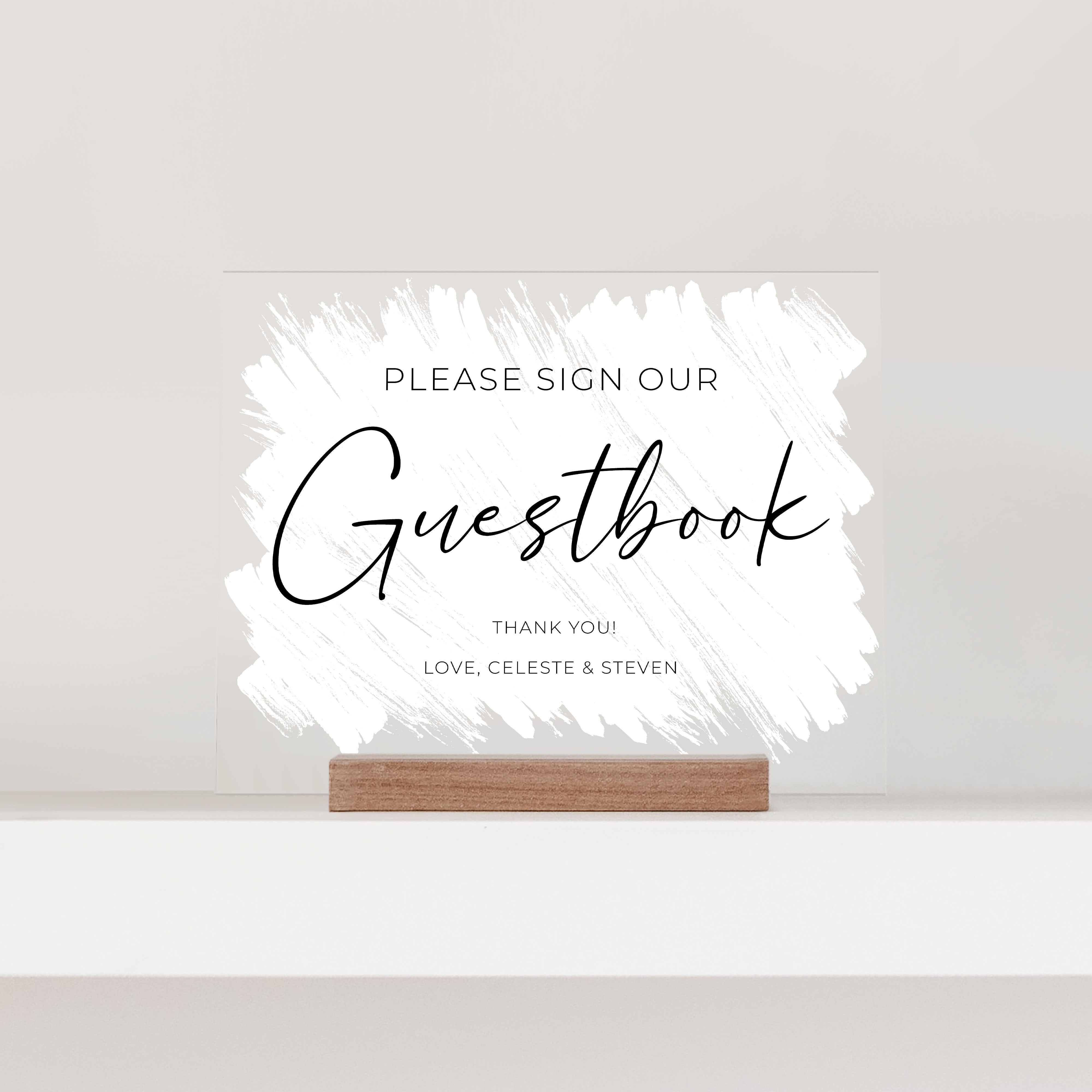 Small Brushed Acrylic Guestbook Sign | Horizontal Olivia