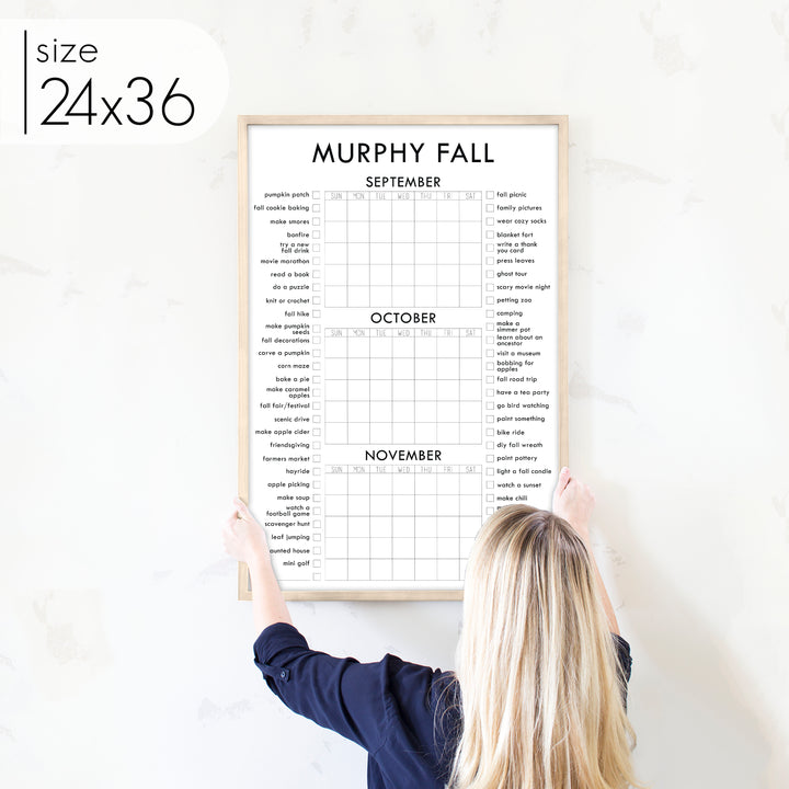 3 Month Fall Bucket List Calendar