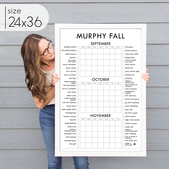 3 Month Fall Bucket List Calendar