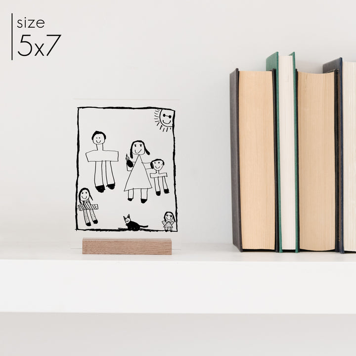 Actual Custom Drawing on Acrylic with wood display stand