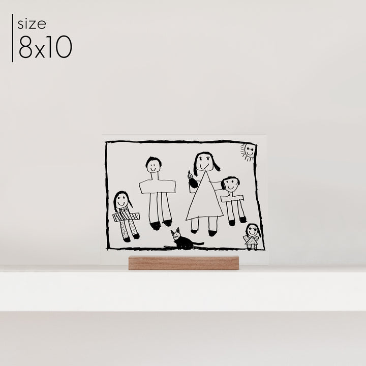 Actual Custom Drawing on Acrylic with wood display stand