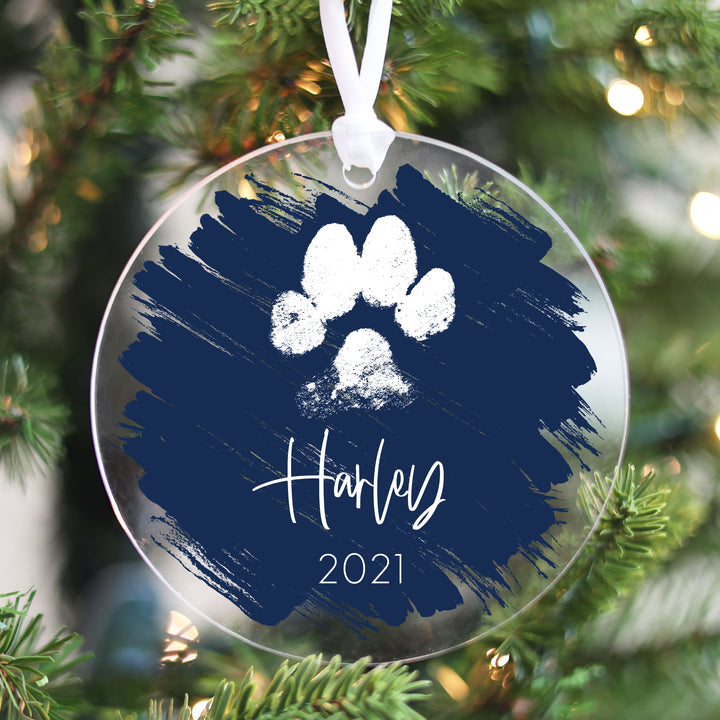 Brushed Acrylic Paw Print Christmas Ornament