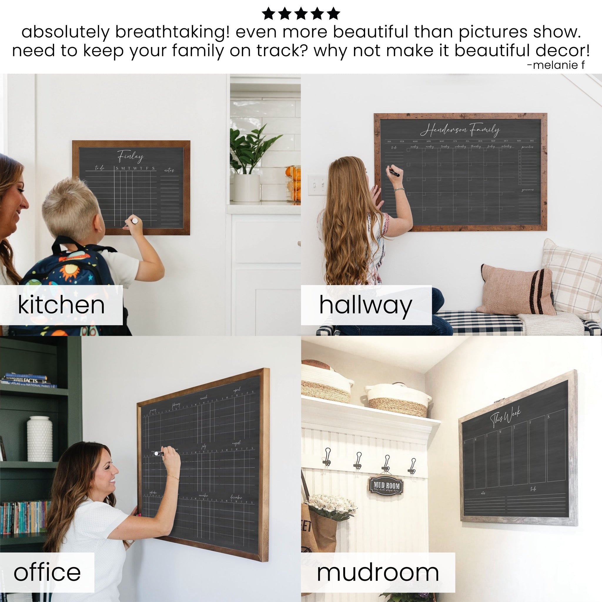 Weekly Framed Chalkboard Calendar | Horizontal Pennington