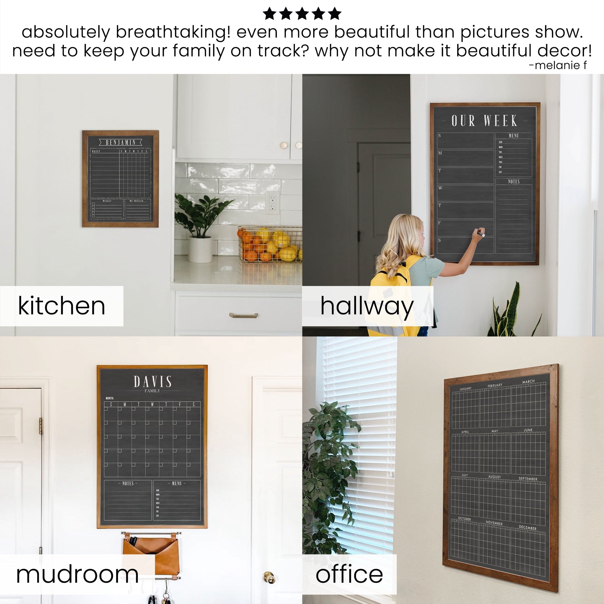 4 Person Framed Whiteboard Chore Chart  | Vertical Swanson