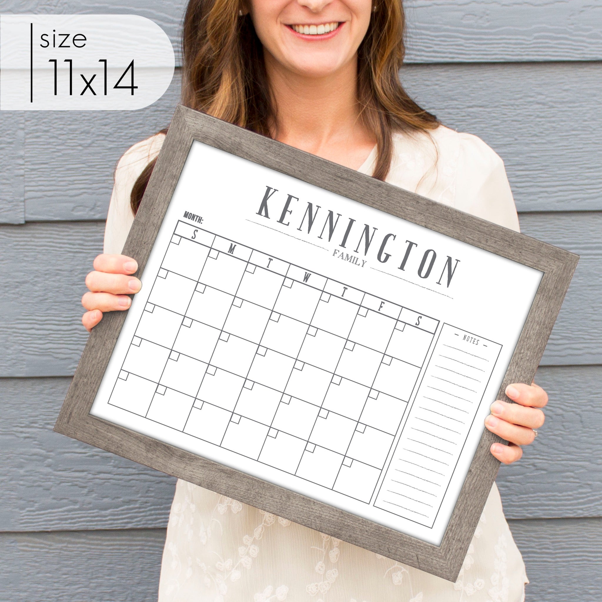 Monthly Framed Whiteboard Calendar + 1 section | Horizontal Swanson