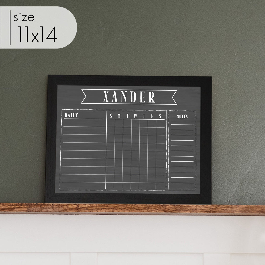 1 Person Framed Chalkboard Chore Chart | Horizontal Swanson