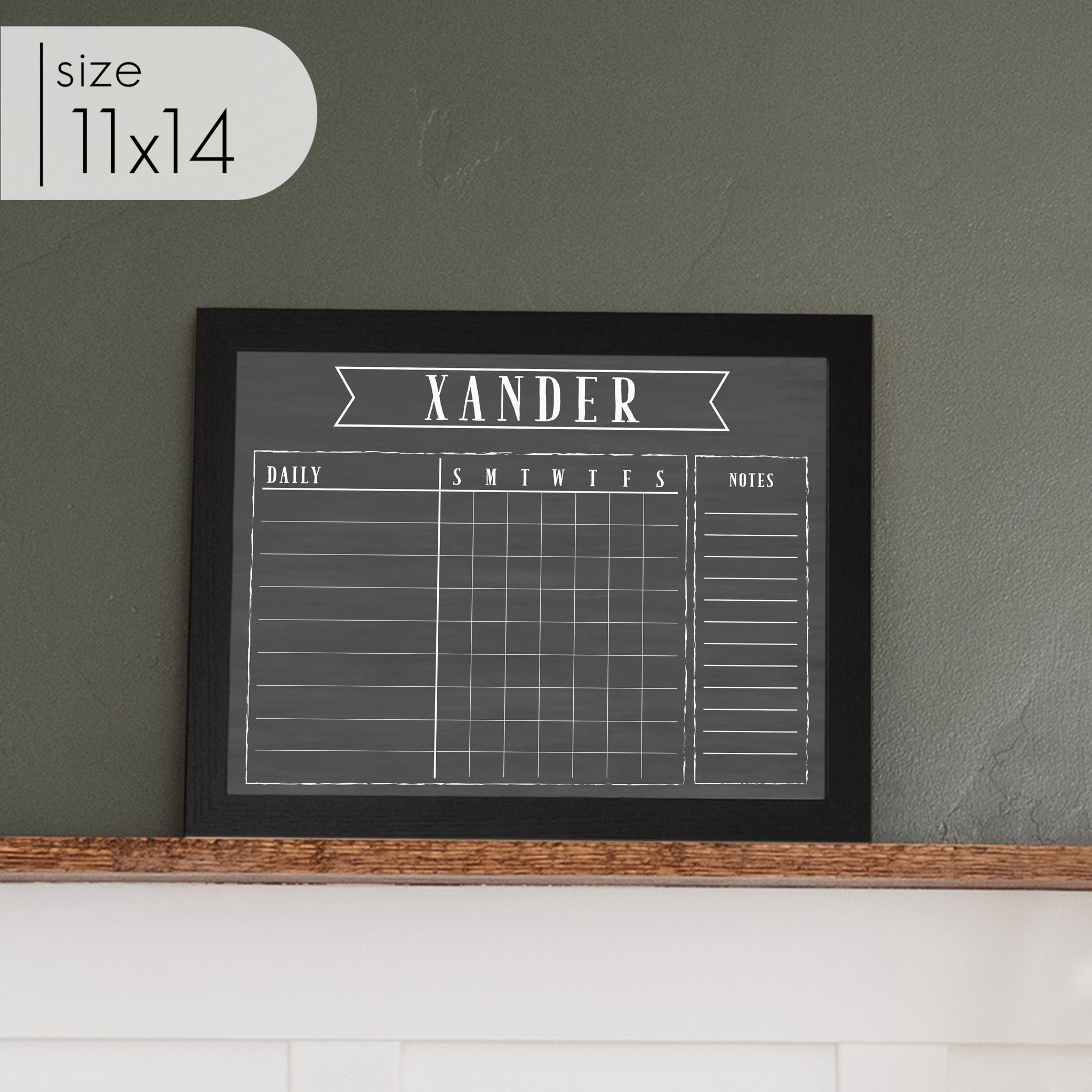 1 Person Framed Chalkboard Chore Chart | Horizontal Swanson