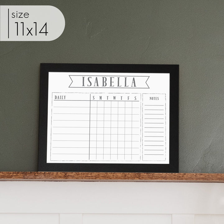 1 Person Framed Whiteboard Chore Chart | Horizontal Swanson