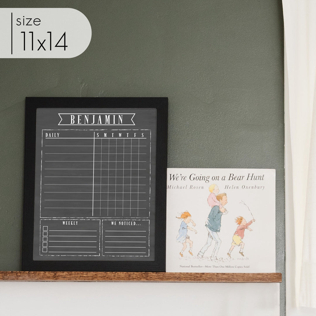 1 Person Framed Chalkboard Chore Chart  | Vertical Swanson