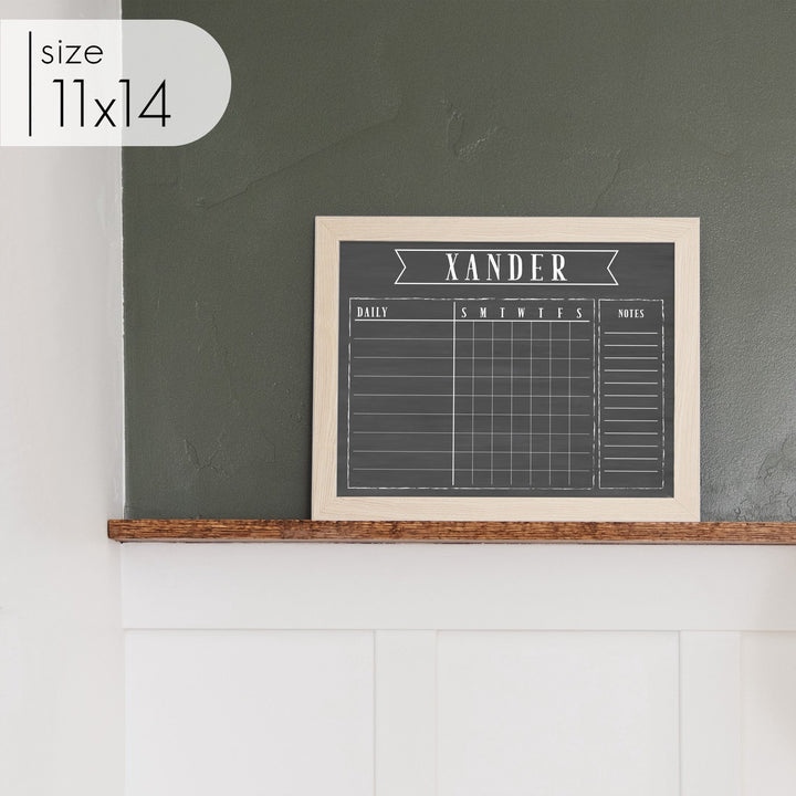 1 Person Framed Chalkboard Chore Chart | Horizontal Swanson