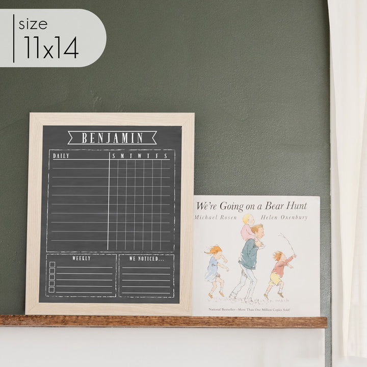 1 Person Framed Chalkboard Chore Chart  | Vertical Swanson