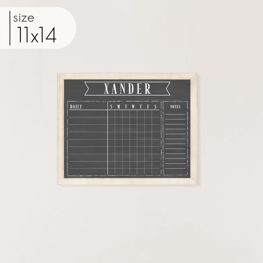 1 Person Framed Chalkboard Chore Chart | Horizontal Swanson
