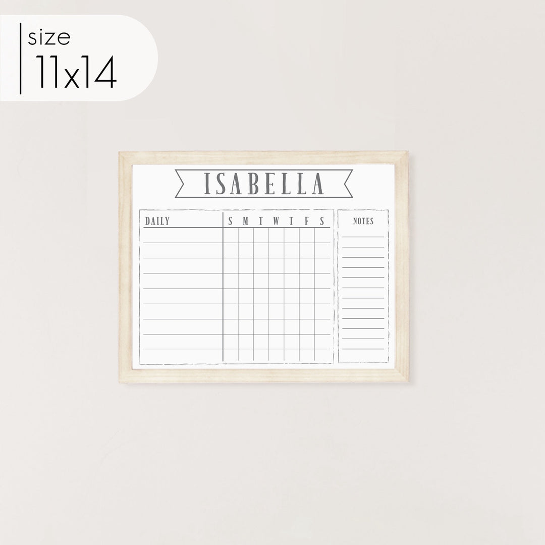 1 Person Framed Whiteboard Chore Chart | Horizontal Swanson