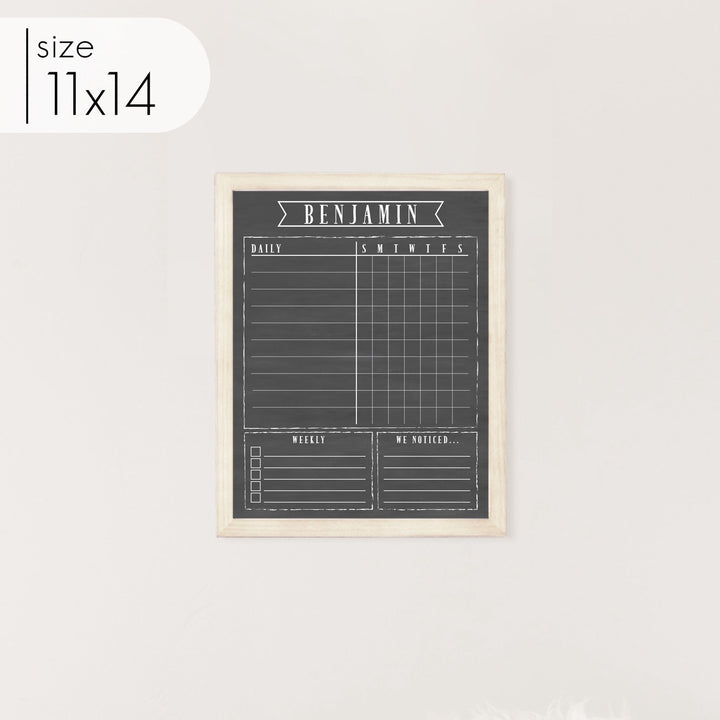 1 Person Framed Chalkboard Chore Chart  | Vertical Swanson