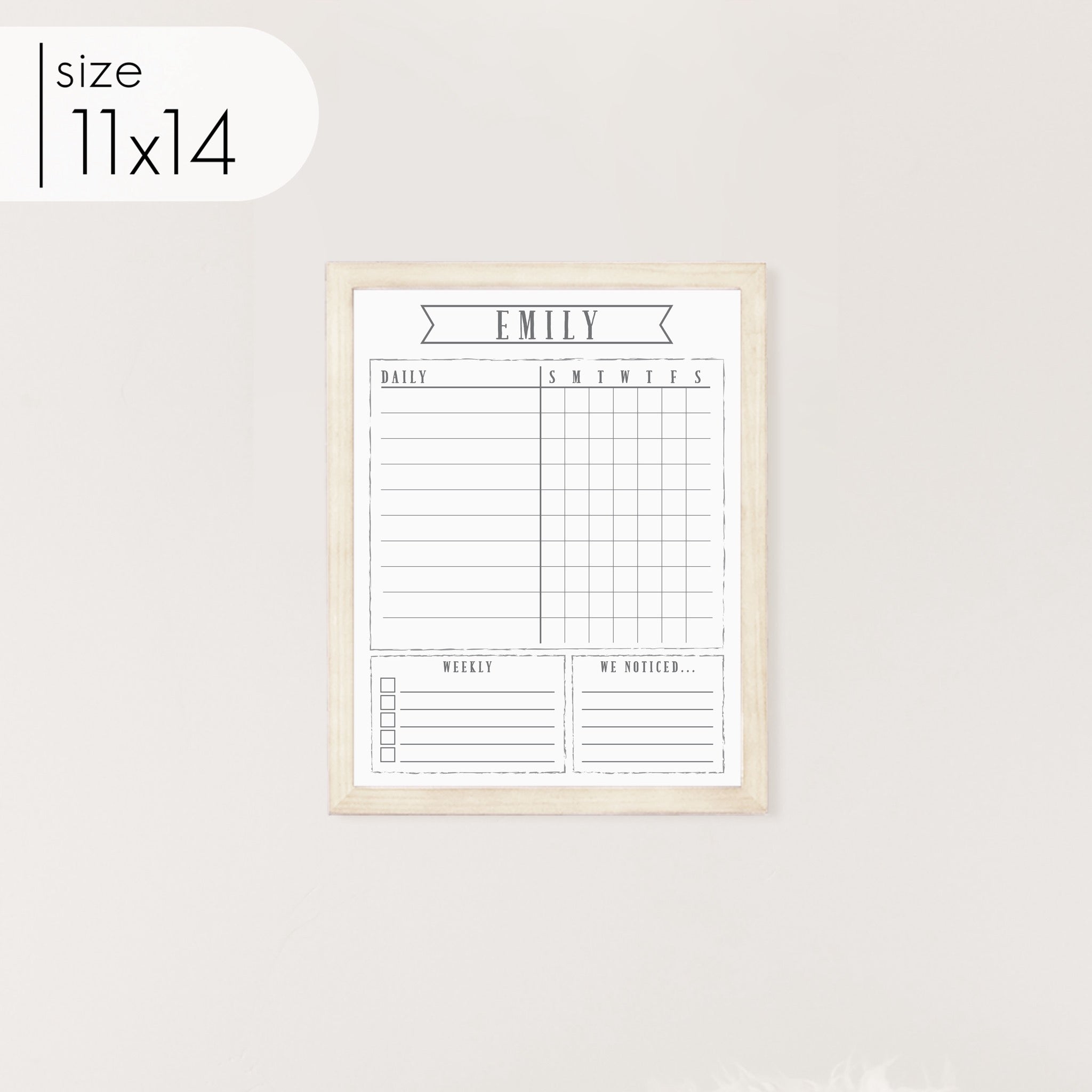 1 Person Framed Whiteboard Chore Chart  | Vertical Swanson