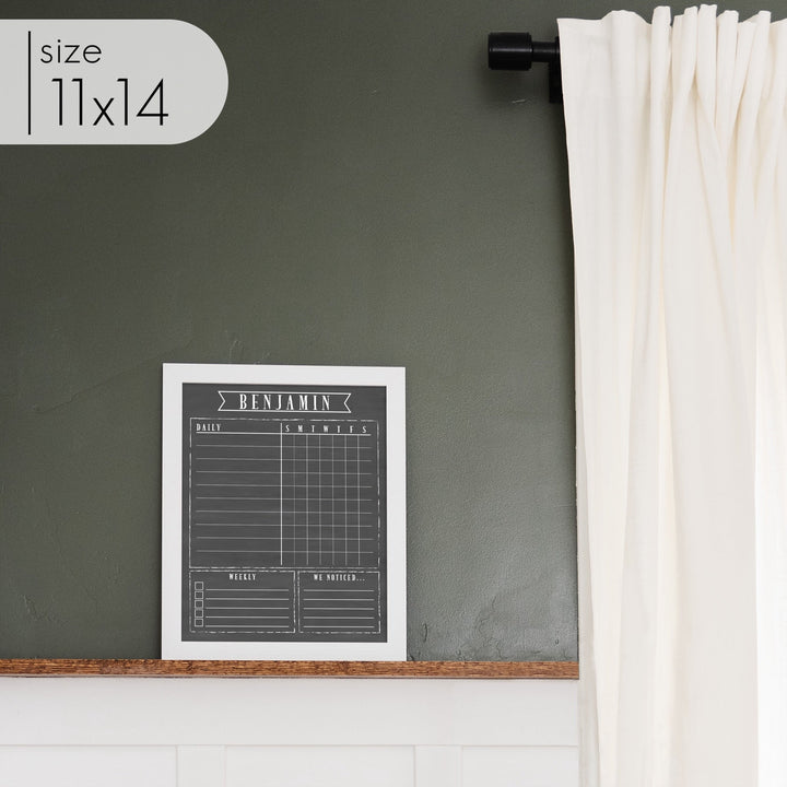 1 Person Framed Chalkboard Chore Chart  | Vertical Swanson