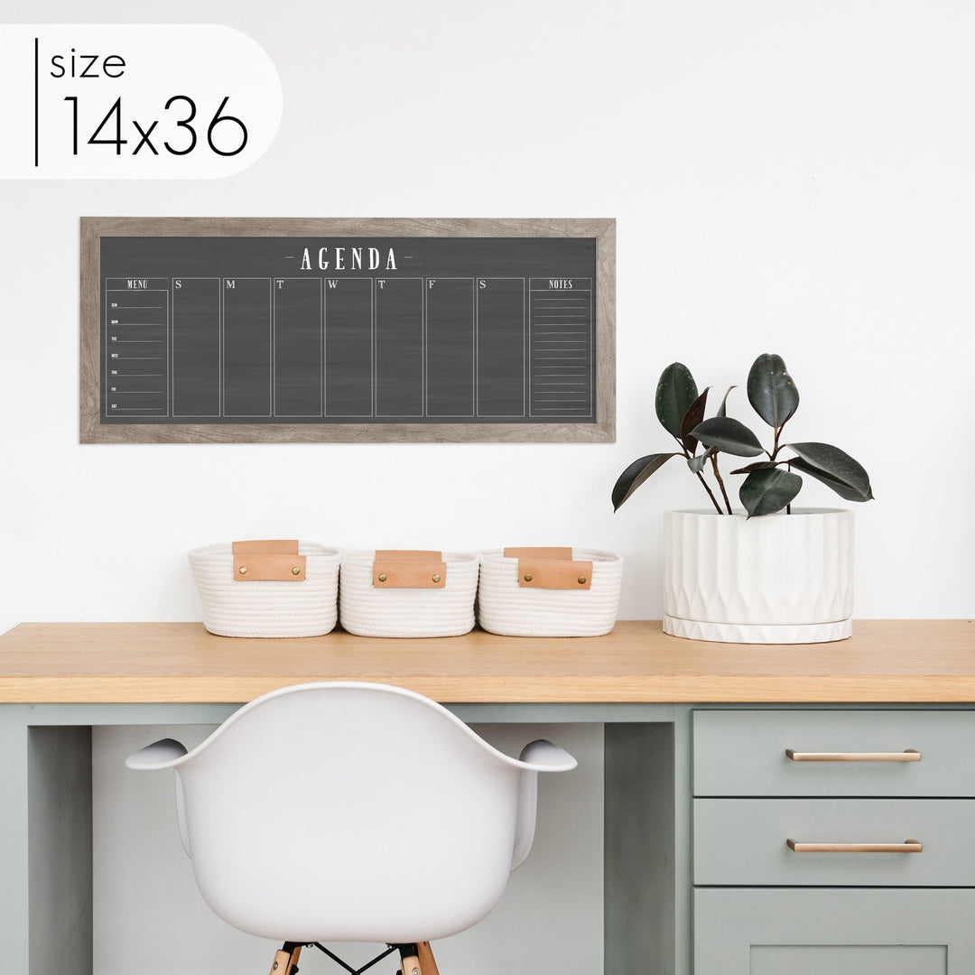 Slim Weekly Framed Chalkboard + 2 sections | Horizontal Swanson