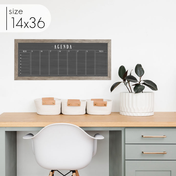 Slim Weekly Framed Chalkboard + 2 sections | Horizontal Swanson