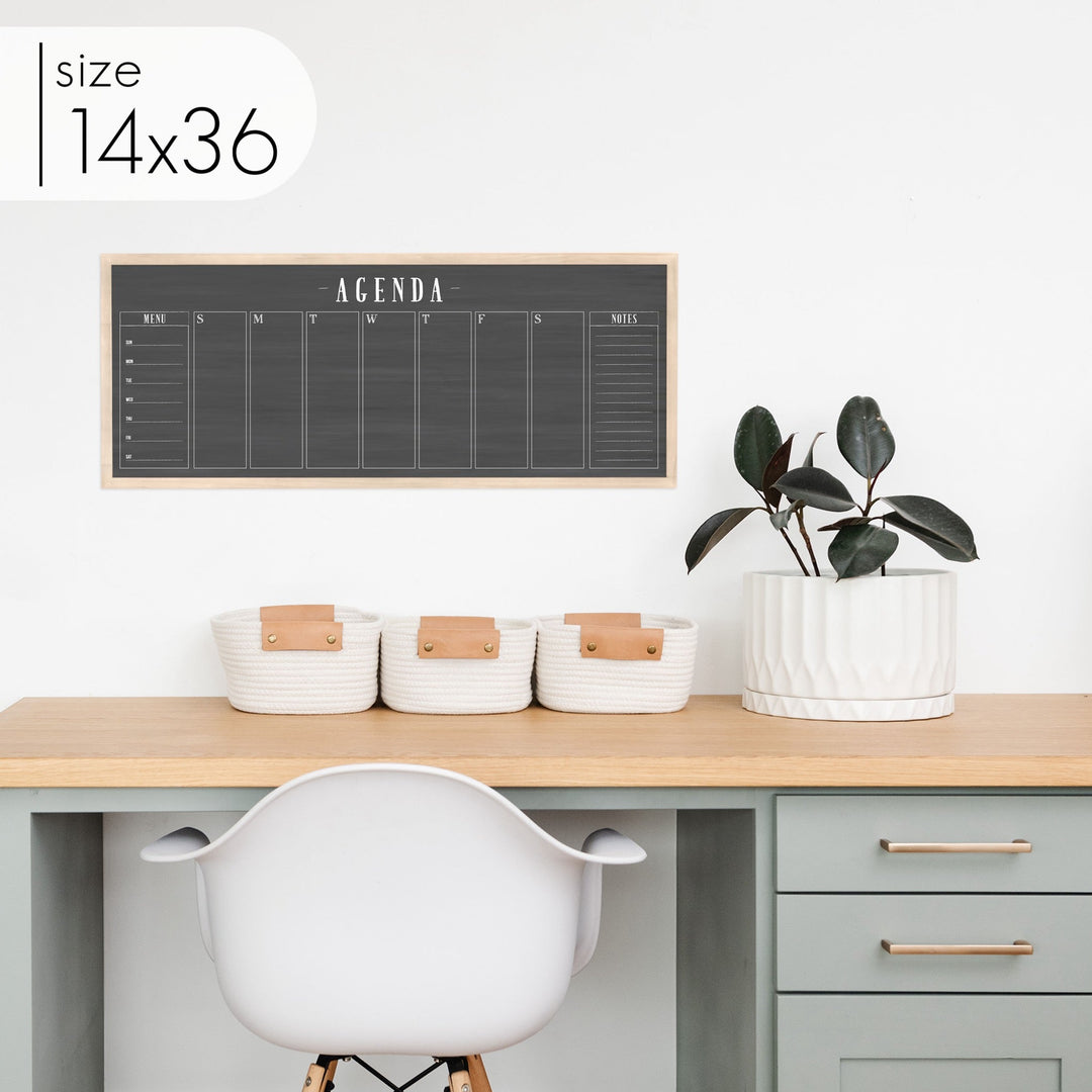 Slim Weekly Framed Chalkboard + 2 sections | Horizontal Swanson