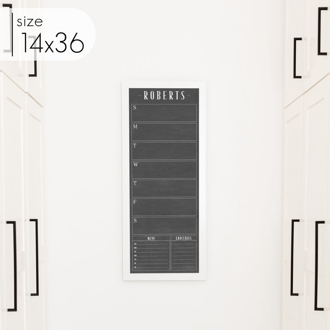 Slim Weekly Framed Chalkboard + 2 sections | Vertical Swanson