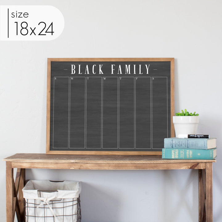 Weekly Framed Chalkboard Calendar | Horizontal Swanson