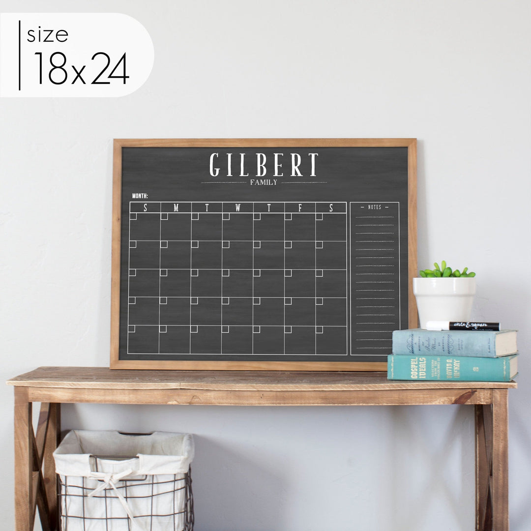 Monthly Framed Chalkboard Calendar + 1 section | Horizontal Swanson