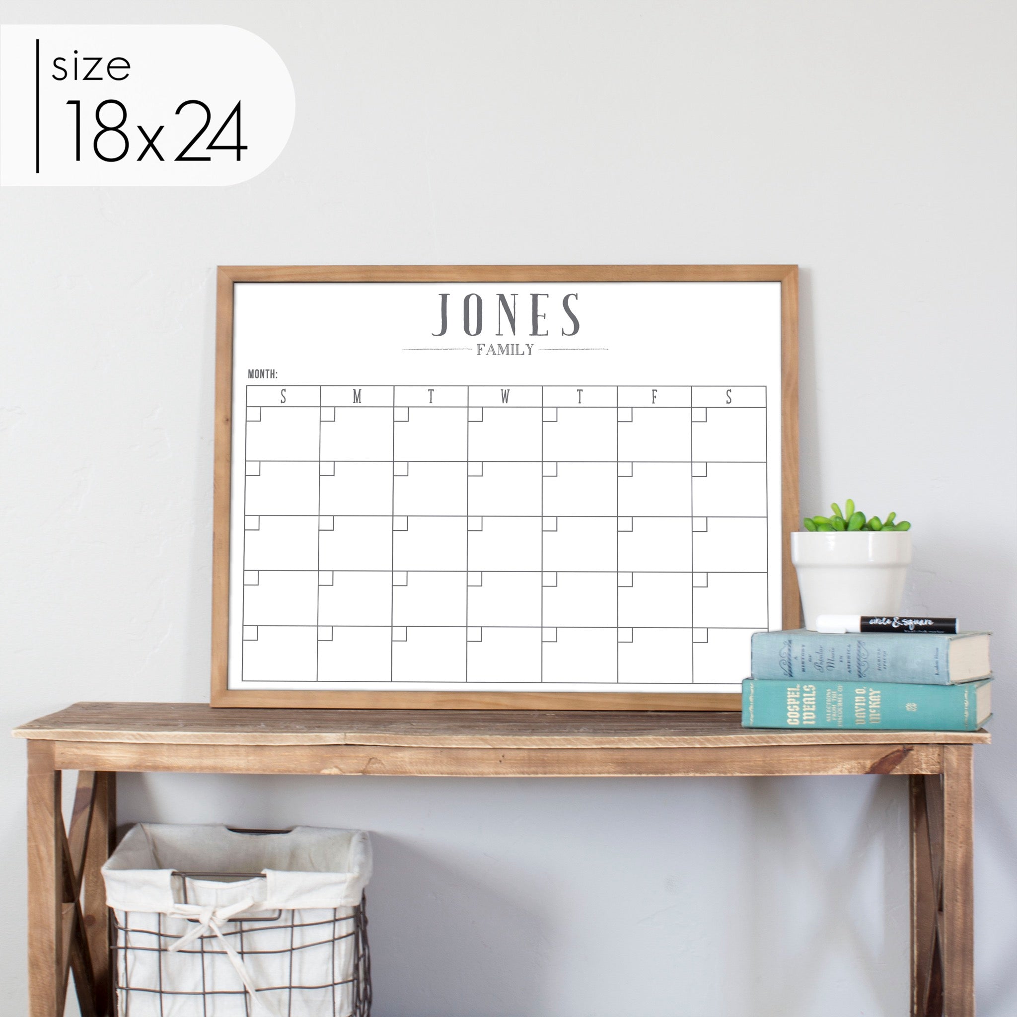 Monthly Framed Whiteboard Calendar | Horizontal Swanson