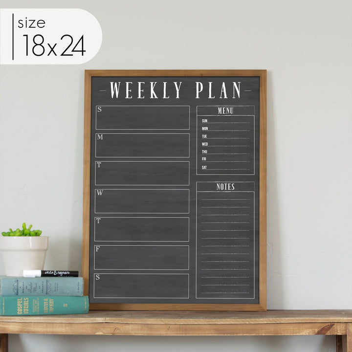 Weekly Framed Chalkboard Calendar + 2 sections | Vertical Swanson