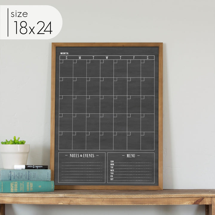 Monthly Framed Chalkboard Calendar + 2 sections | Vertical Swanson