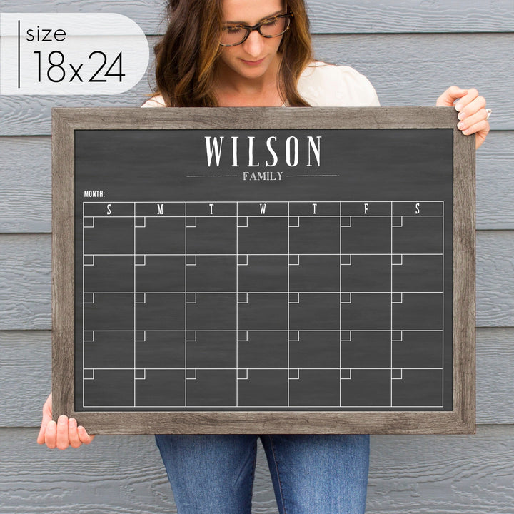 Monthly Framed Chalkboard Calendar | Horizontal Swanson